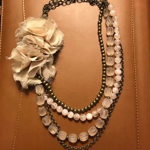 5/25 Floral layered matte & metallic bead necklace